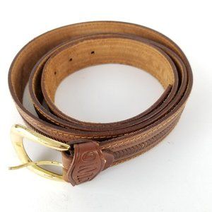 VINTAGE CUOLO LEATHER‎ BELT BROWN MADE IN ITALY《419》